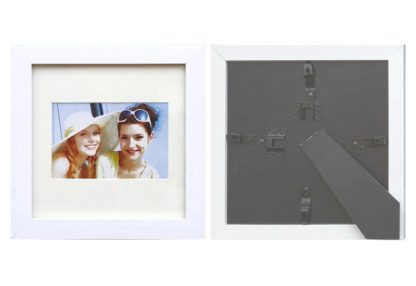25x25cms-White-PVC-Square-Photo-Frame-mat-suits-5x7-pic.-with-clear-glass-and-stand-large