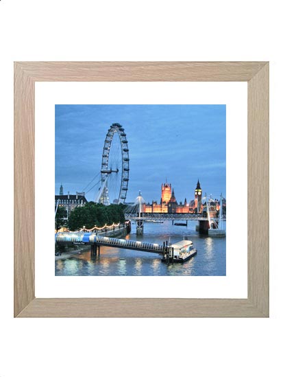 20x20 cm Natural Square Plain Wood Frame with Clear Glass and Stand ...